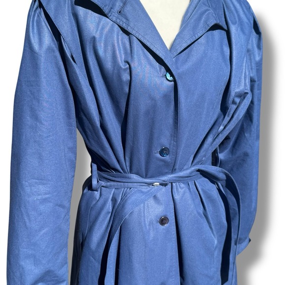 VTG 70s London fog By Wamsutta Blue Trench Coat Size 12 Retro Winter Preppy - Picture 5 of 13